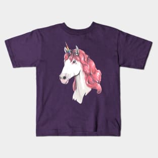 Pink hair unicorn Kids T-Shirt